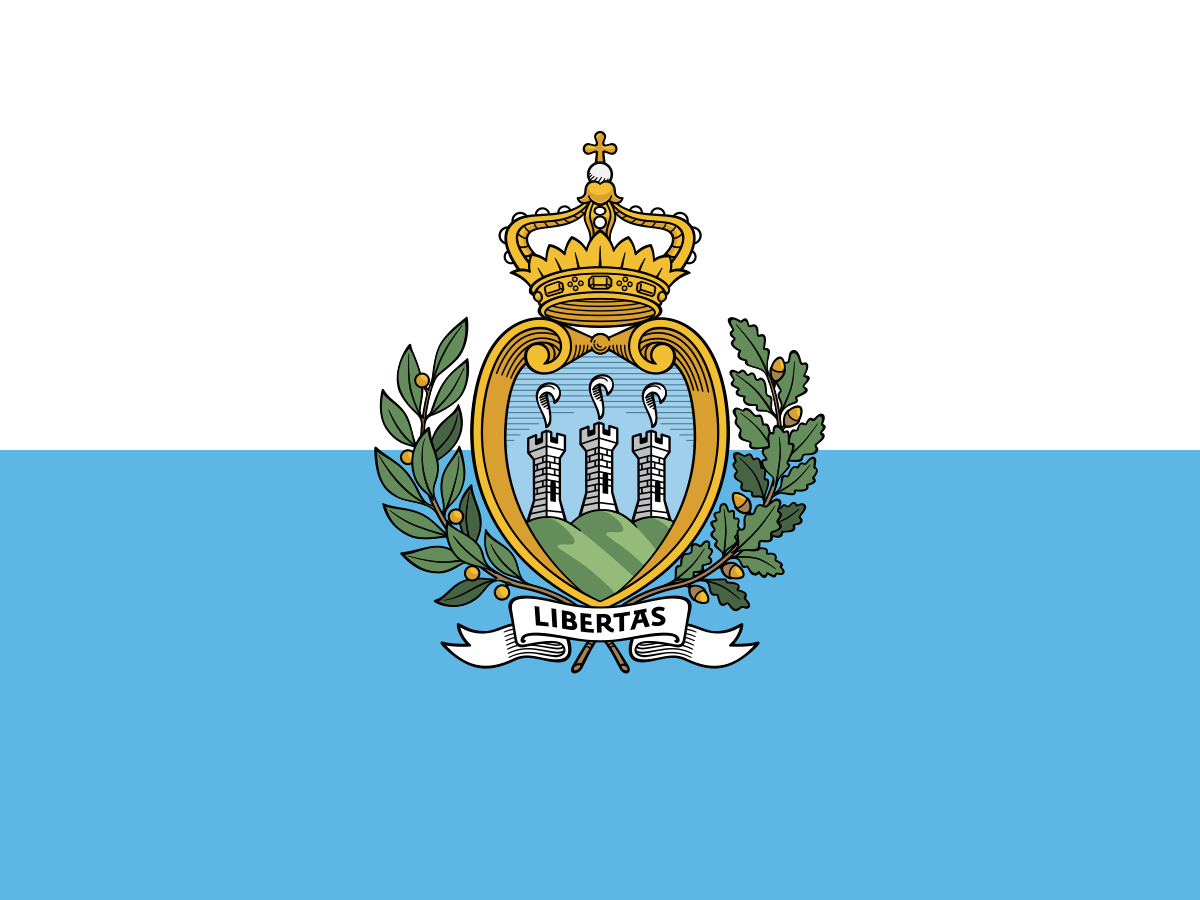 Флаг Сан-Марино. Источник: https://upload.wikimedia.org/wikipedia/commons/thumb/b/b1/Flag_of_San_Marino.svg/1200px-Flag_of_San_Marino.svg.png