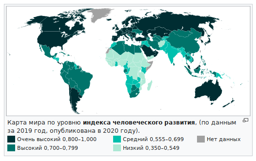 Россия, как вы видите, относится к "высшей лиге" - странам с очень высоким уровнем человеческого развития. 