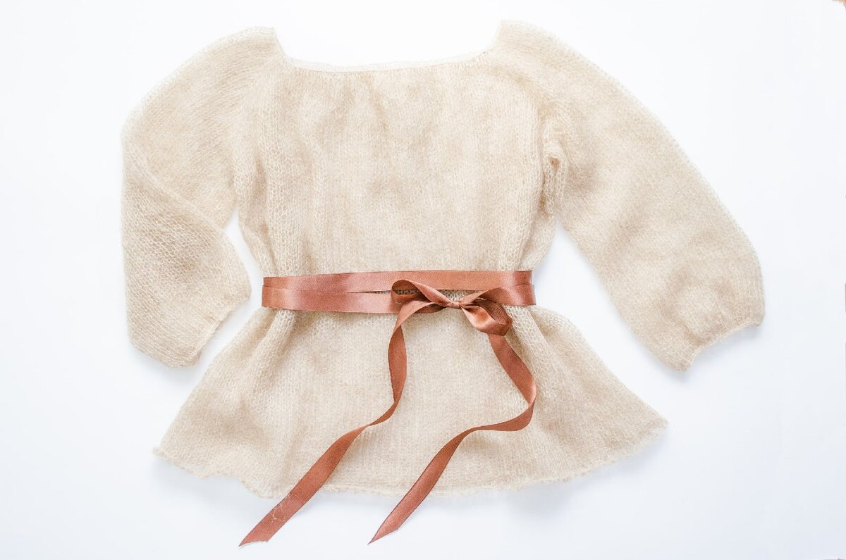 Коричневый джемпер из кид мохера связан мною. (IRIDACE KNIT)