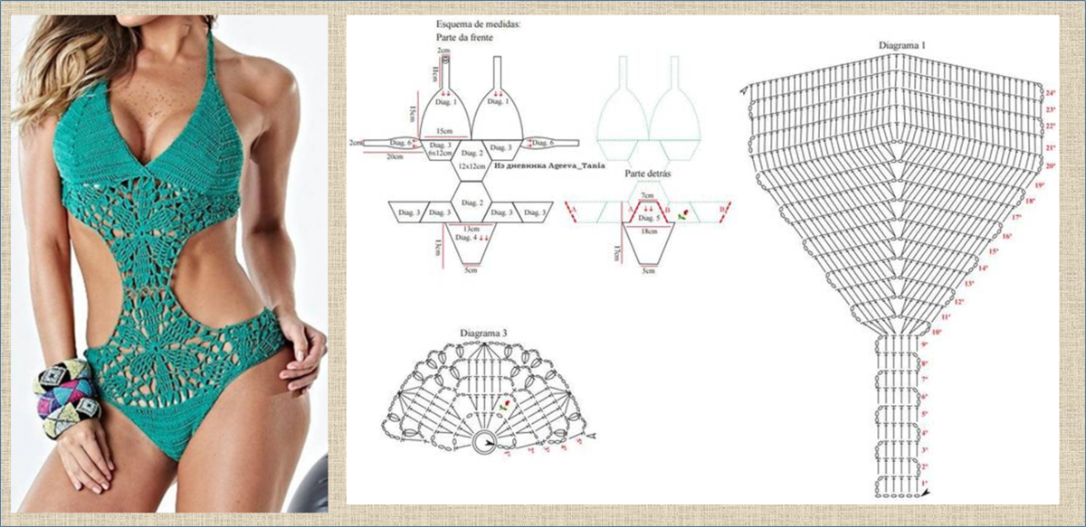 Как связать крючком купальник для девушки схемы