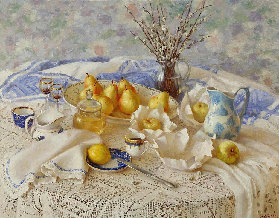 Елена Петрова. Натюрморт с вербой.