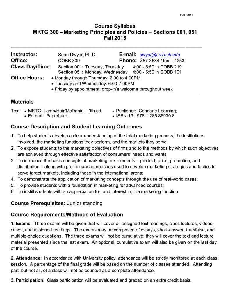 Описание курса по маркетингу 