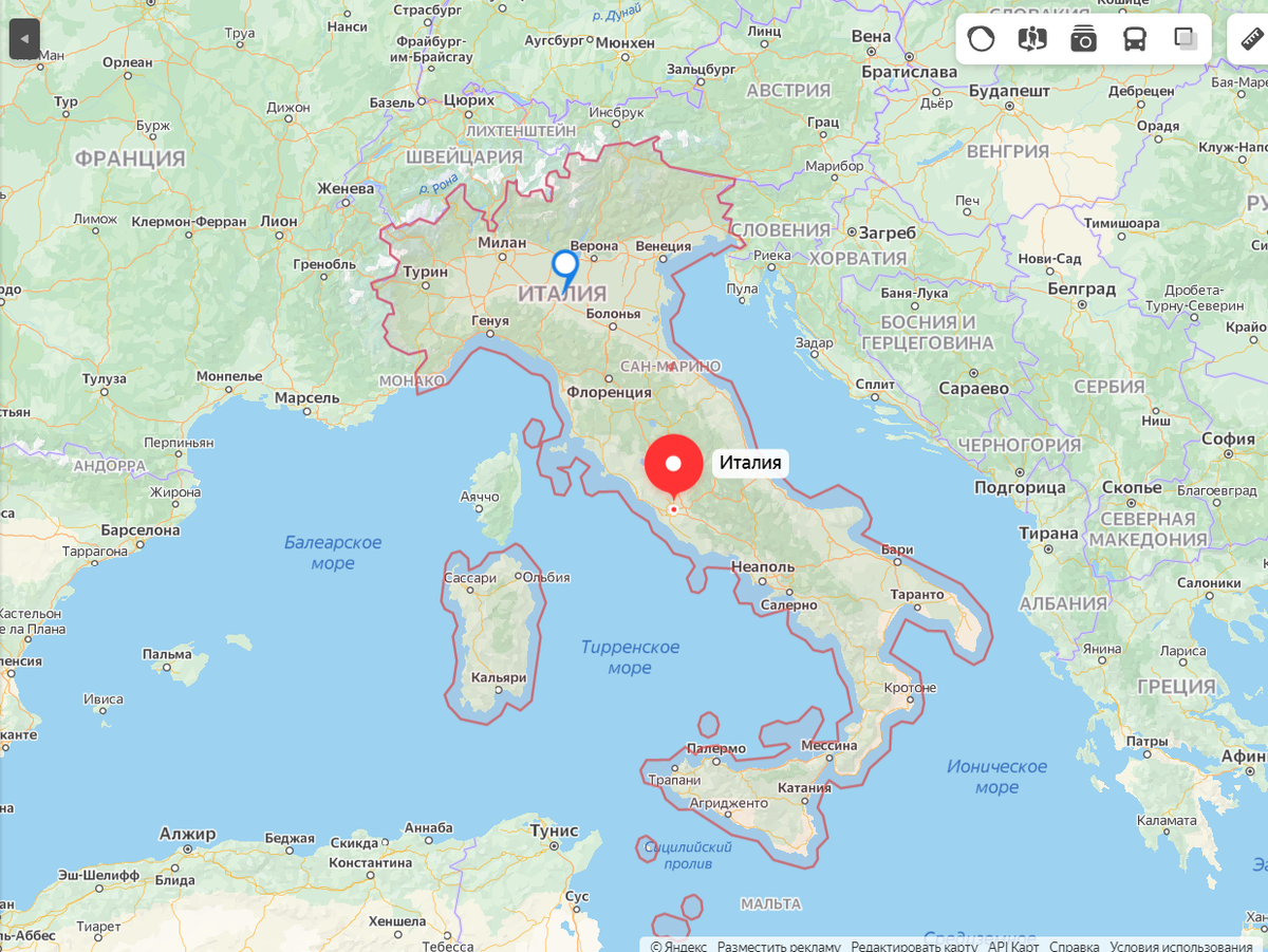 Италия на карте