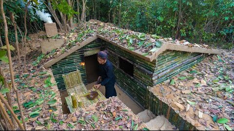 Build The Most Beautiful Bamboo Underground House Villa By Ancient Skills, survival  shelter ideas survival shelter ideas