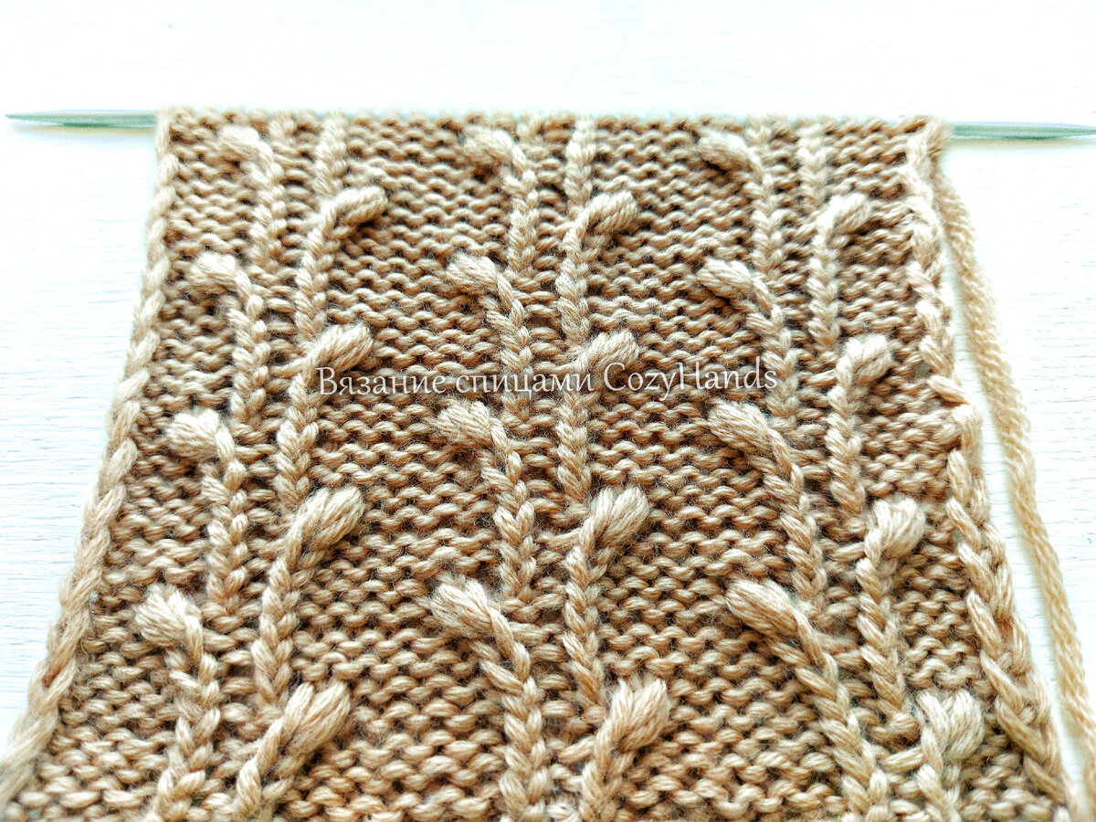 Нежнейший узор спицами Веточки вербы для вязания женских и детских изделий