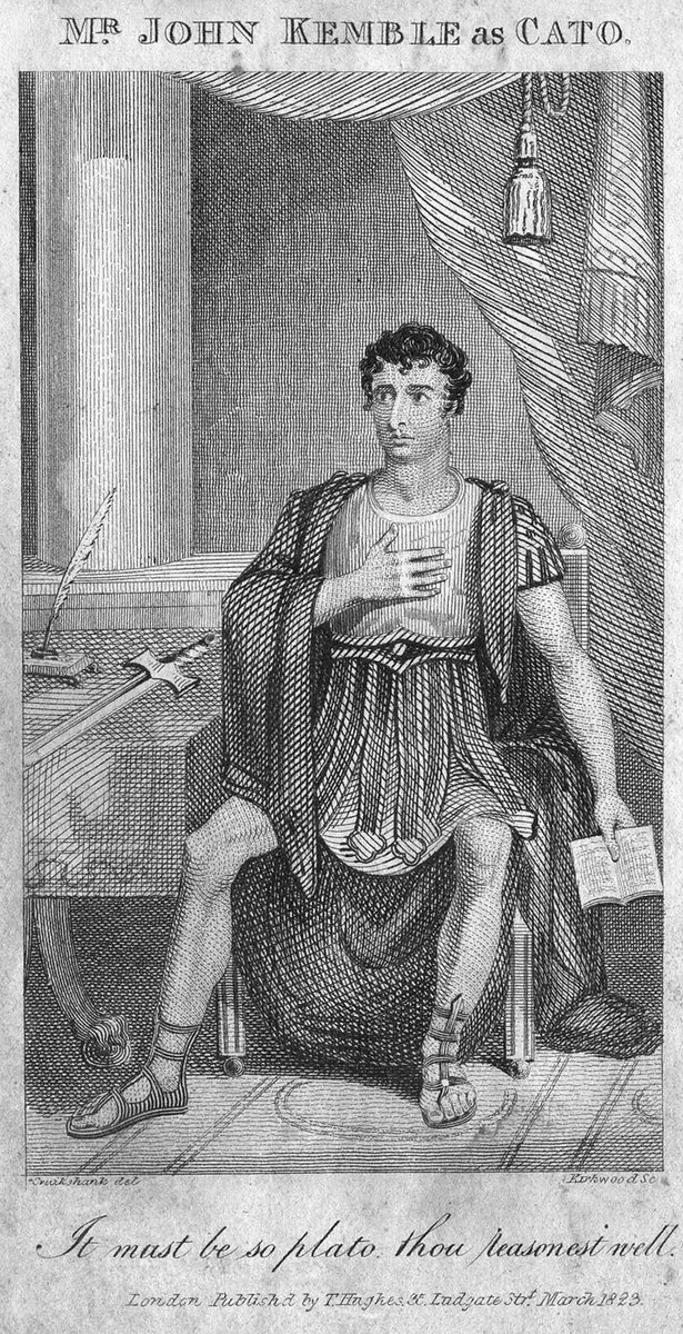 Гравюра с изображением сцены из пьесы «Катон» Джозефа Аддисона, начало XVIII в. (источник: wikipedia.org)