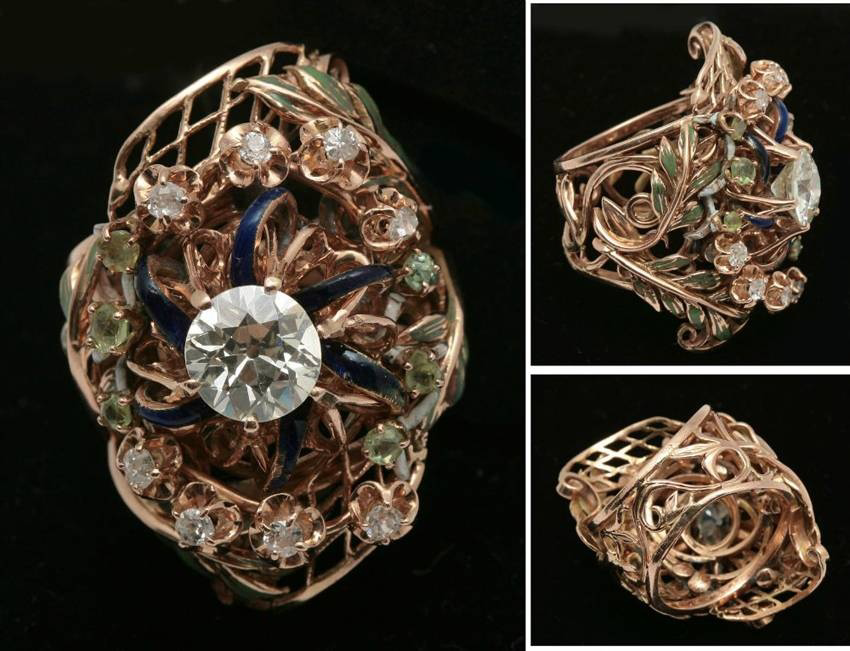 Кольцо с бриллиантами и гранатами. Сделано на заказ специально для Людмилы Зыкиной.