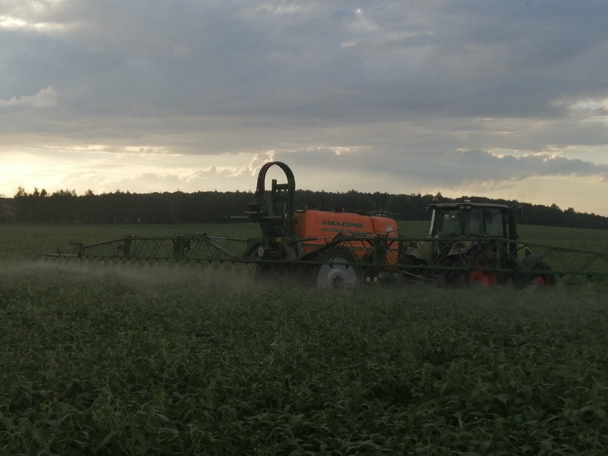 Обработка поля с соей