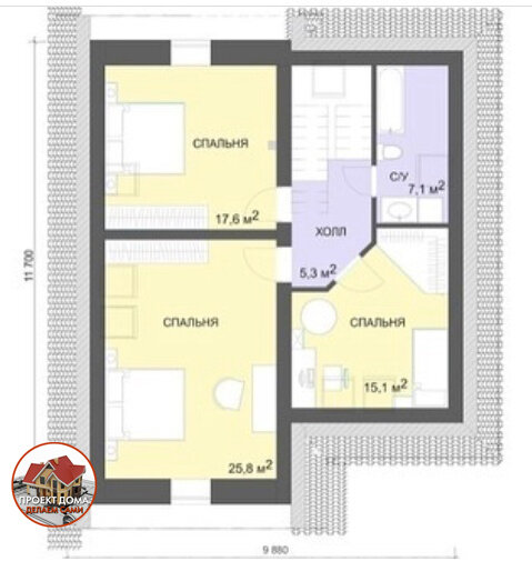 Небольшой уютный 4-х комнатный дом из кирпича с мансардой, общей площадью 147 м² ??