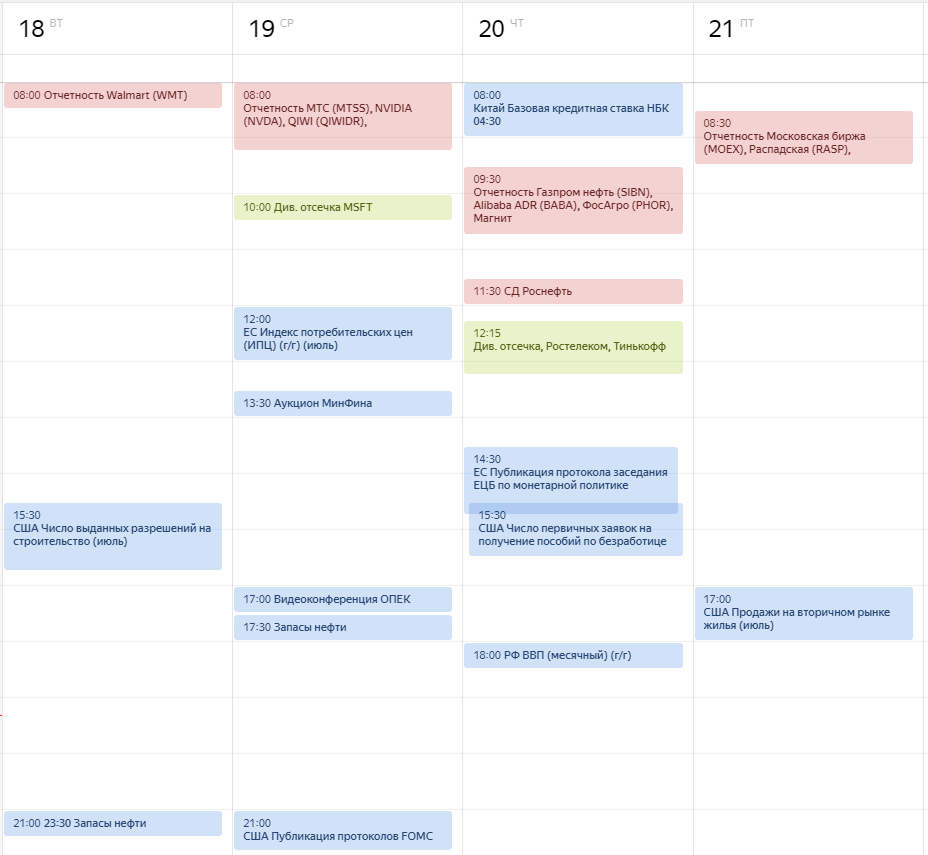 события до конца недели