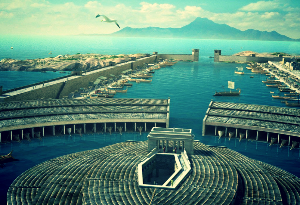 Тира парт. Карфаген круглая гавань. Карфаген Тунис реконструкция. Тунис Карфаген порт. Карфаген древний Рим.