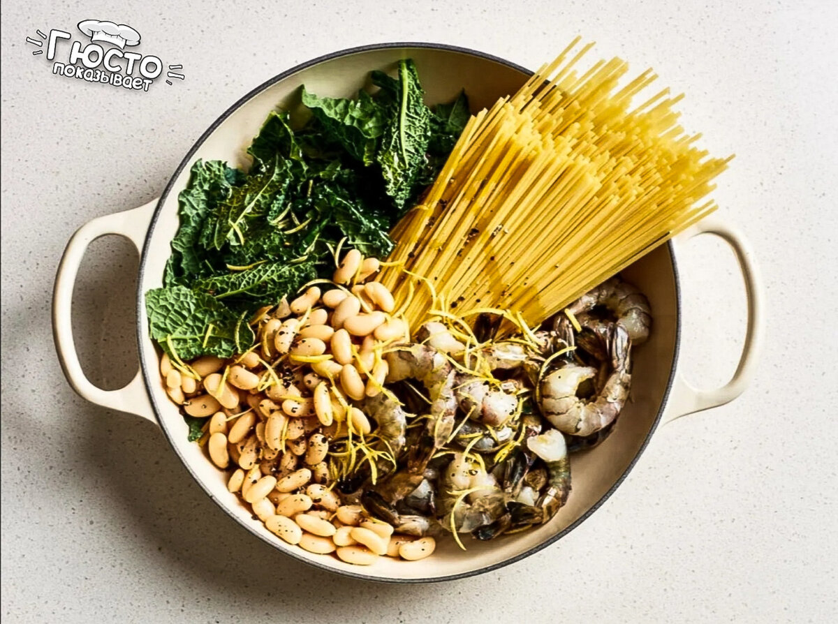 Рецепт приготовления лимонной пасты с креветками: