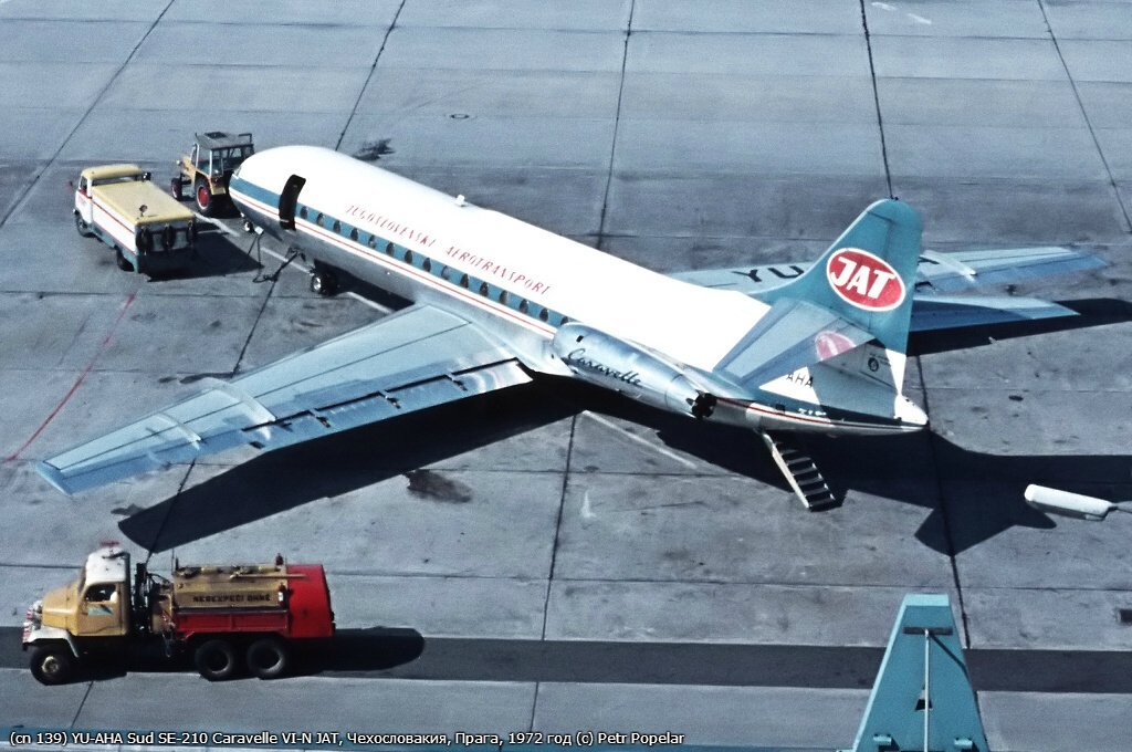 Sud SE-210 Caravelle VI-N YU-AHA а/к «JAT», Чехословакия, Прага, 1972 год. Фотография © Petr Popelar
