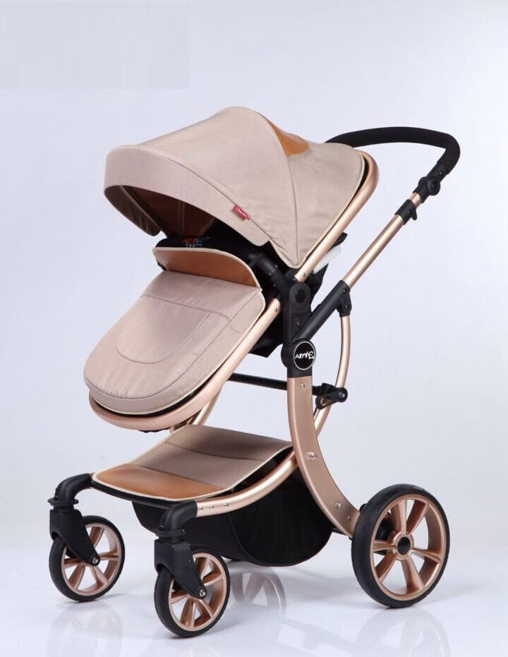 Коляска трансформер Aimile Gold (колёса PU, ) цвет бежевый 