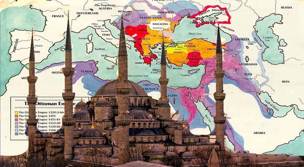 Территория Османской империи на пике могущества. Источник коллажа: yenicag.ru