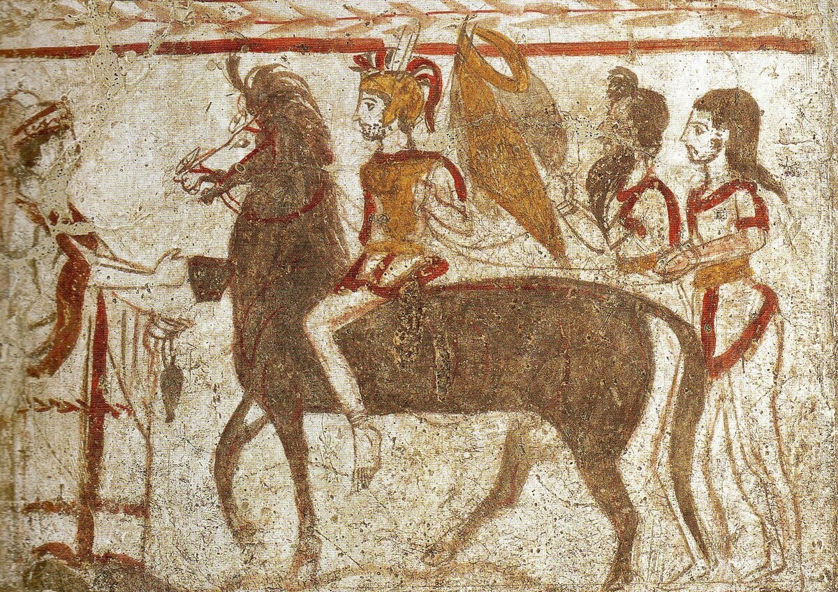 Конный воин-лукан. Фреска из Пестума.