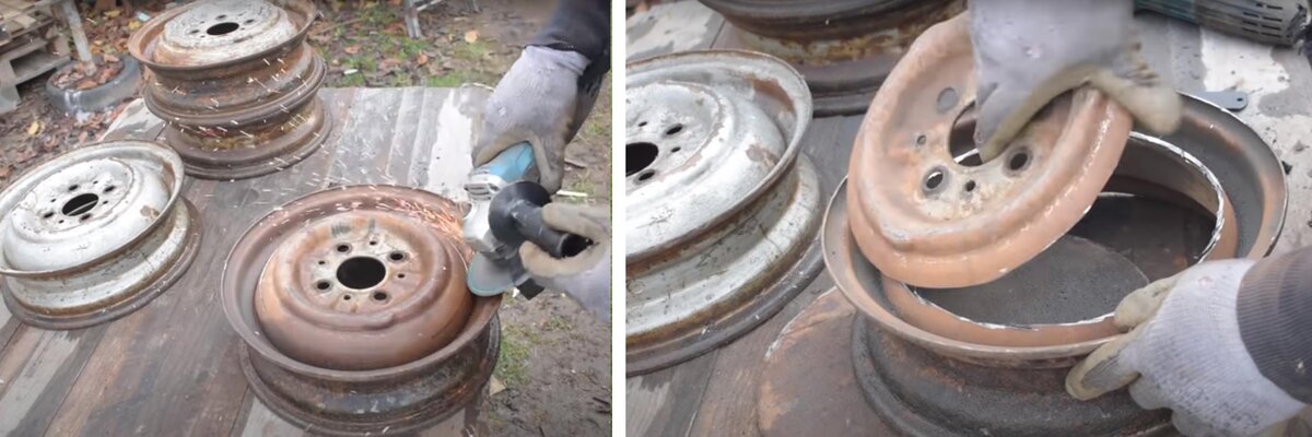 Вырезаем болгаркой середину диска  