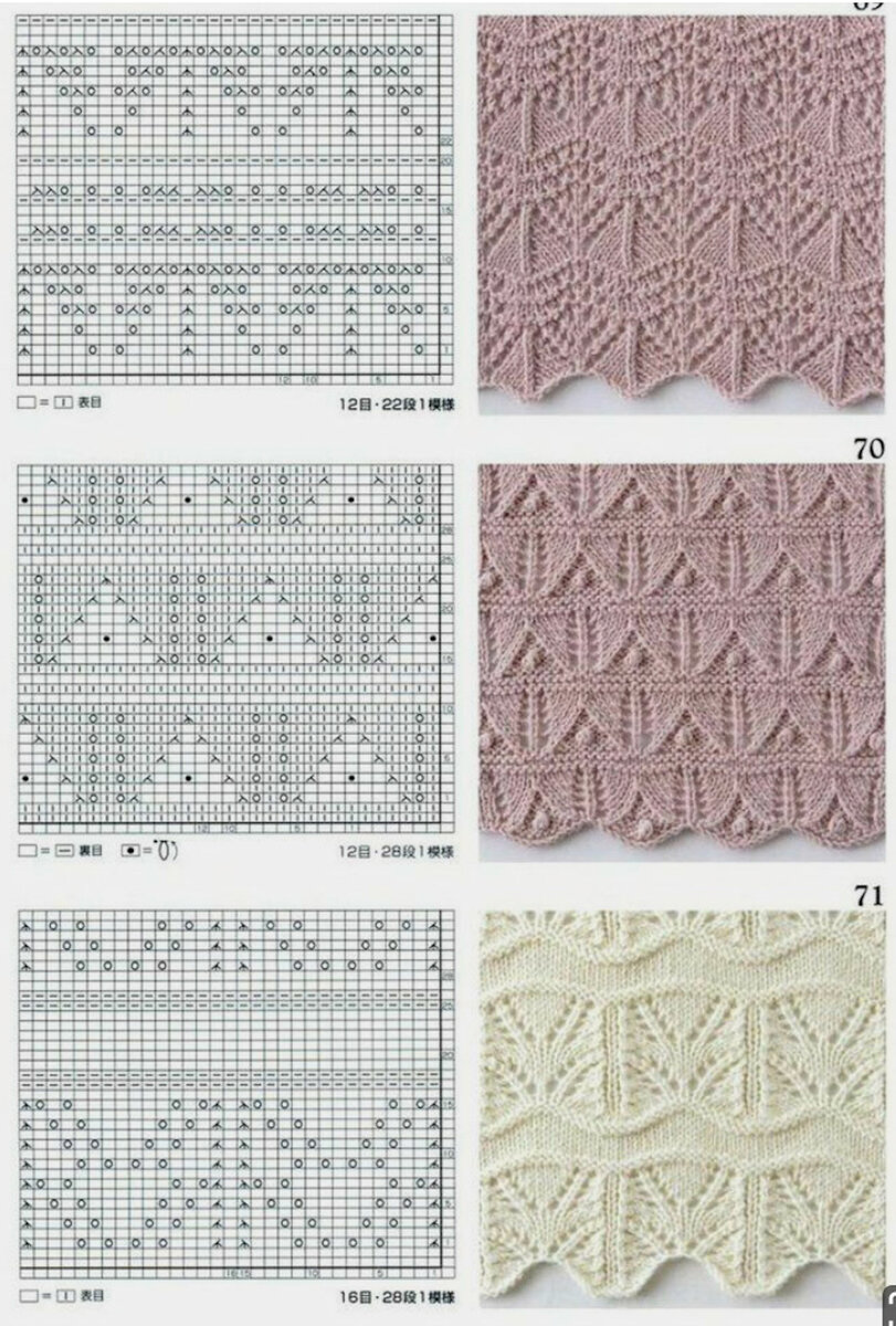 Узоры спицами красивые со схемами японские