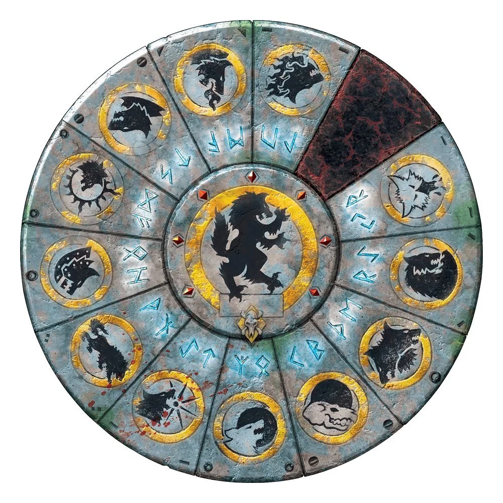 Во время празднеств волчьи лорды и их гвардейцы по обычаю садятся в соответствующих сегментах огромного зала. Центральная плита, где изображён знак «волка, что рыщет средь звёзд», обозначает положение Великого Волка, и, соответственно, её поворачивают в сторону того волчьего лорда, который в настоящее время удостоен высшего титула. Показанные на данном рисунке именные камни отмечают волчьих лордов на момент 999.М41.