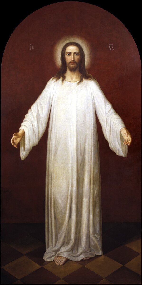 Икона "Спас в белом хитоне", написанная сщмч. Серафимом, находится в храме Илии Обыденного в Москве