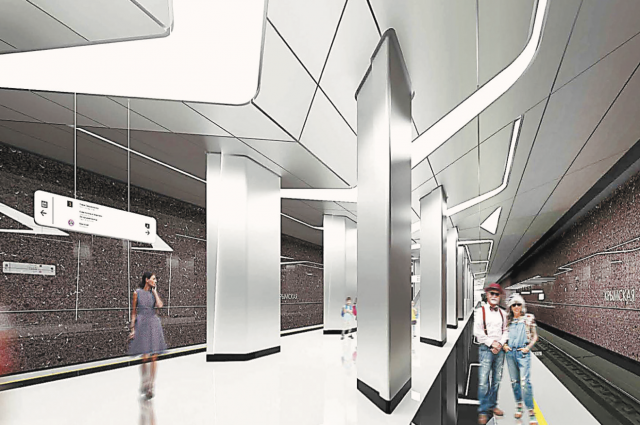    Оформление станции «Крымская» будущей Троицкой линии вызывает ассоциацию с побережьем Крыма. Фото: stroi.mos.ru