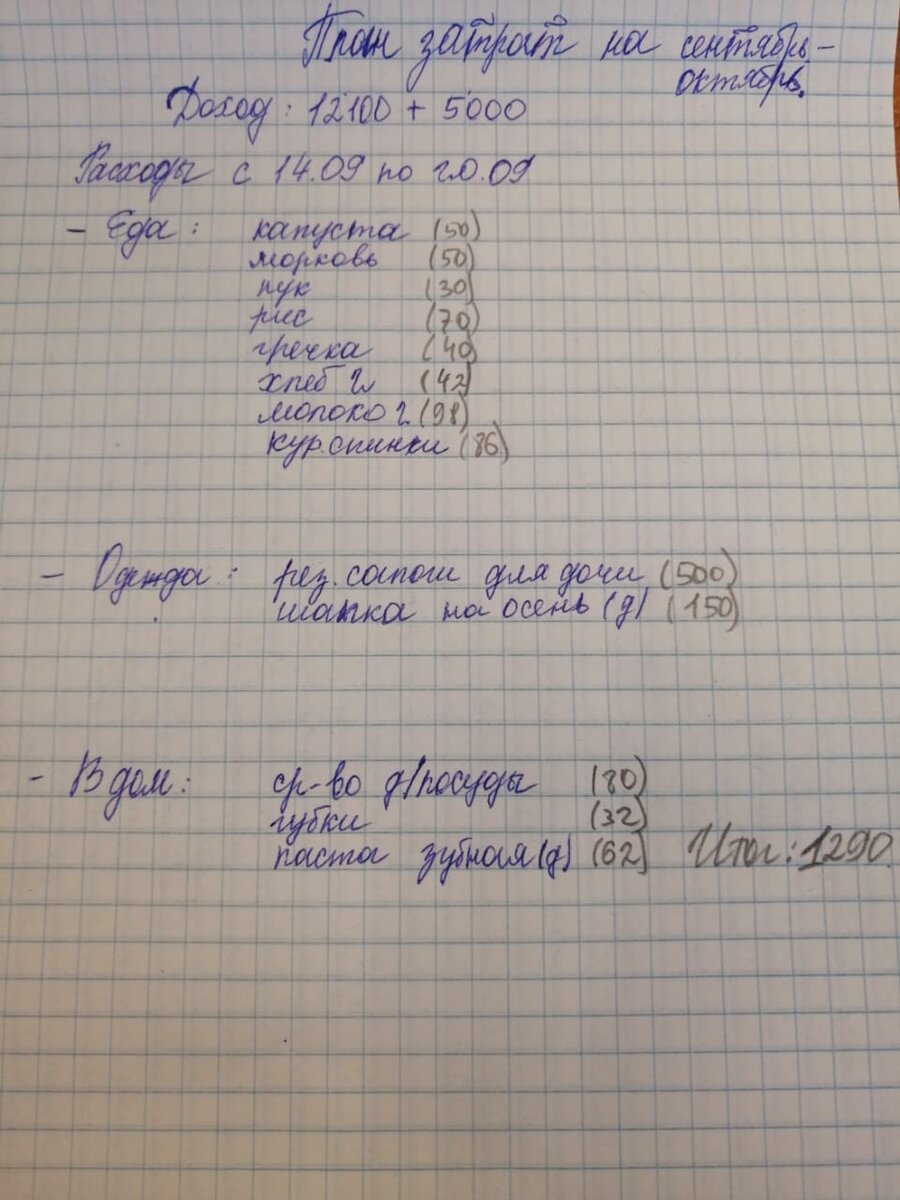 план затрат.