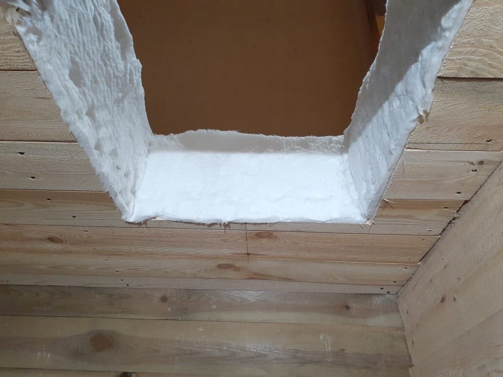 Установка дымохода в бане через потолок