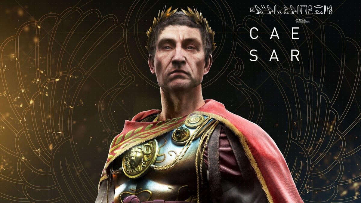 Юлий Цезарь на постере компьютерной игры Assassin’s Creed Origins.