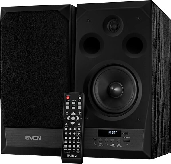 Преимущества: дисплей, USB разъем, картридер, 2 порта фазоинвертора, 2 пары RCA, FM-радио, выход на наушники, Bluetooth.