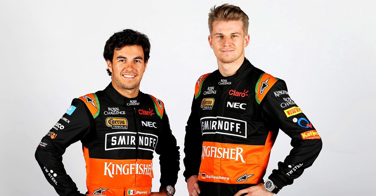 Серхио Перес и Нико Хюлькенберг в цветах Force India. 2015 год