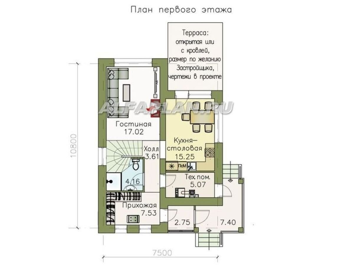 Проект экономичного дома 520А «Кадет», 3 спальни, 110м2 | Популярные  проекты домов Альфаплан | Дзен