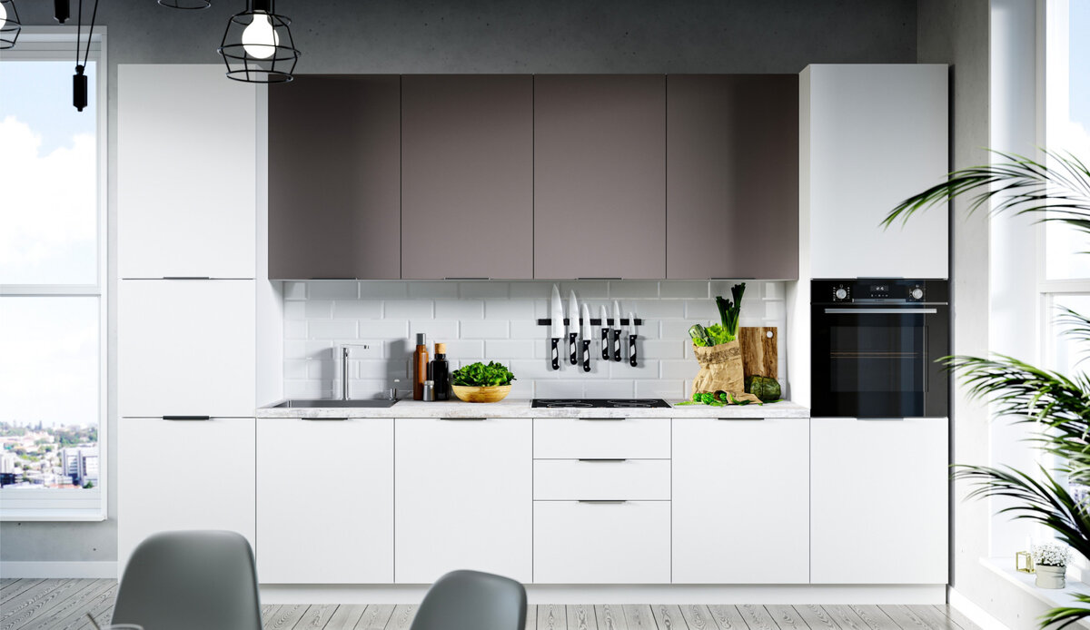 Модульная кухня Равенна Тренд Софт Айвори/мокко серый