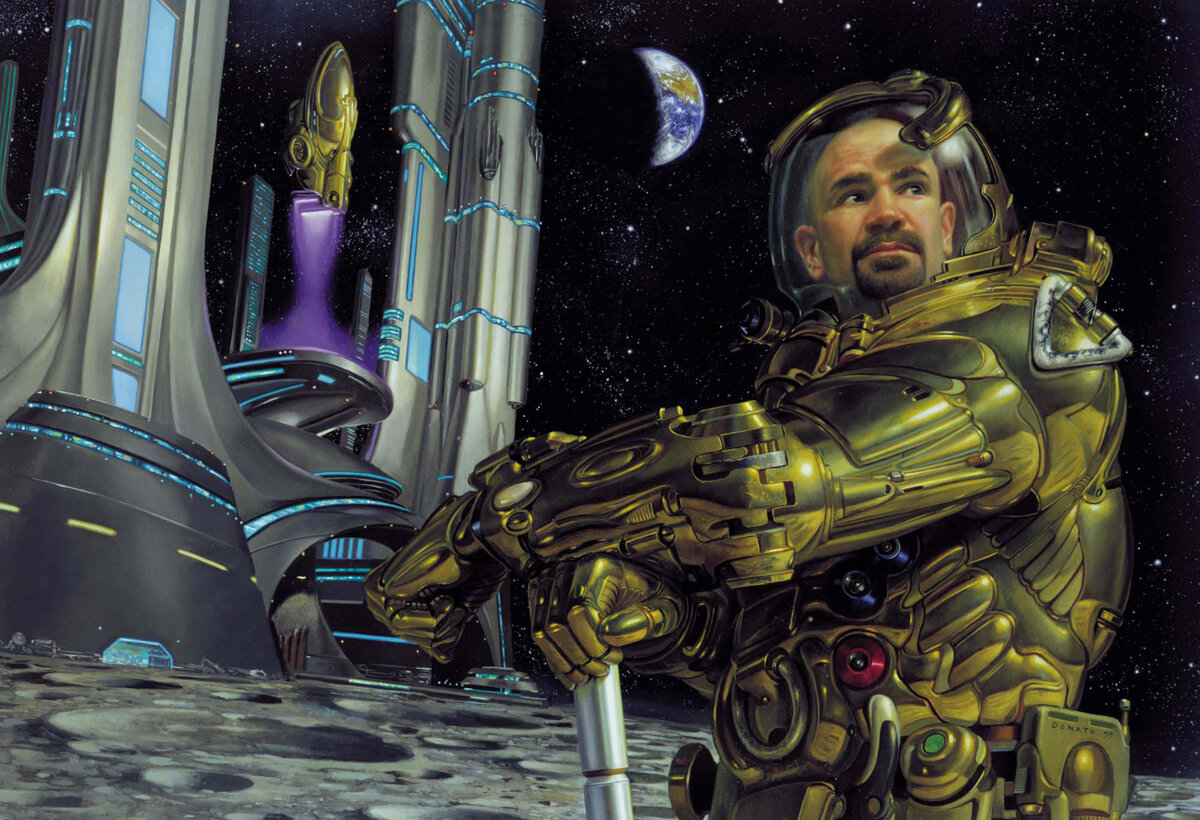 "Небоскрёб Лунного города". Это иллюстрация для одного из рассказов Рэя Брэдбери.