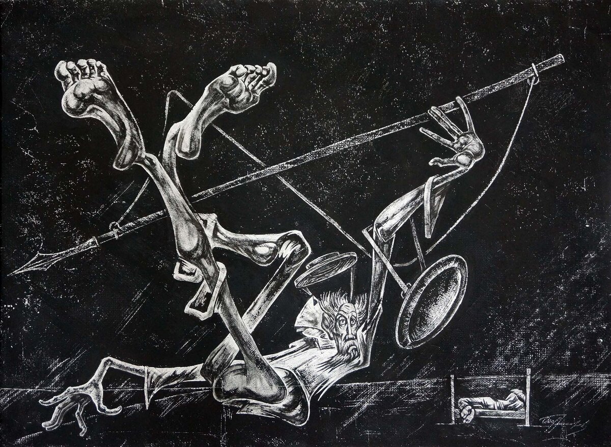 Григоров Олег Дон Кихот 84х61 бум граттаж - 