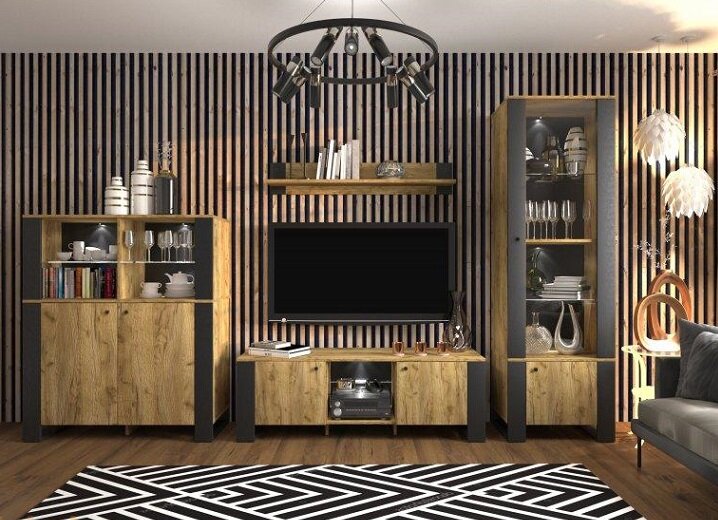 Использование отдельных модулей стенки в интерьере гостиной