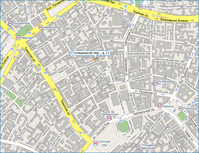 Столешников переулок на карте