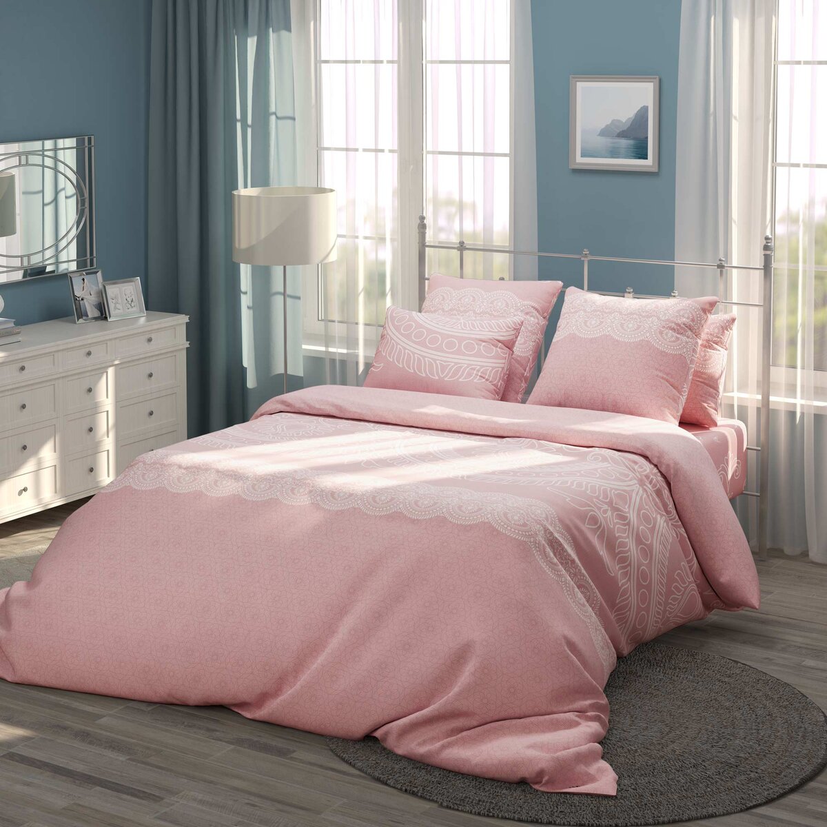 Комплект постельного белья Loveme "Кружевная пудра"