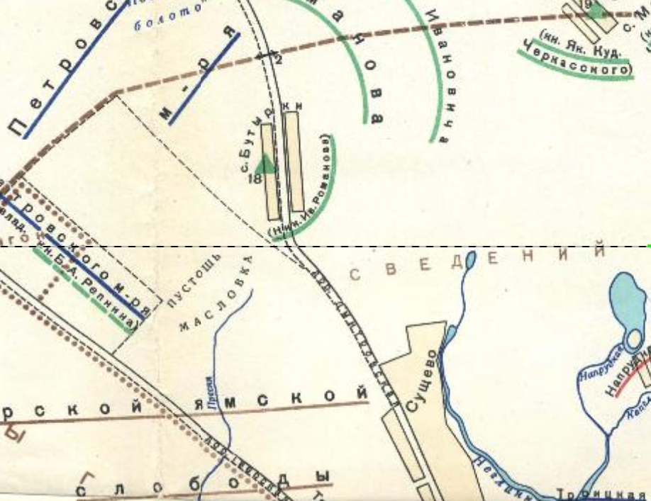 Пустошь Масловка на карте Москвы 1648 года. С сайта www.rwtromap.ru.