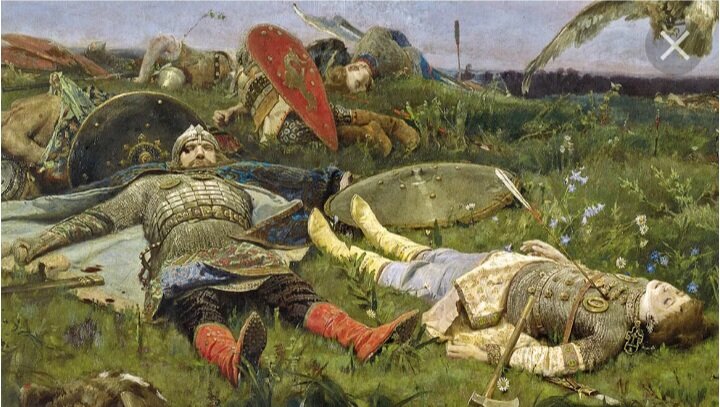 В. М. Васнецов " После побоища Игоря Святославича с половцеми."