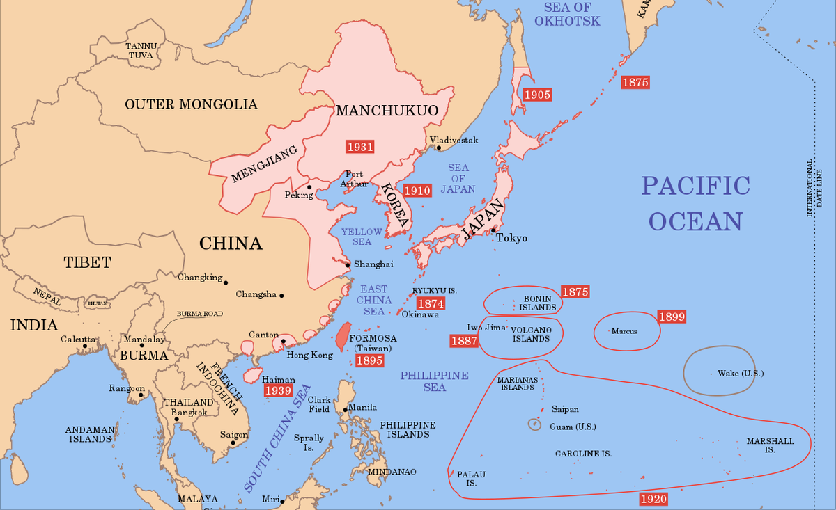 Японские завоевания во второй мировой войне карта