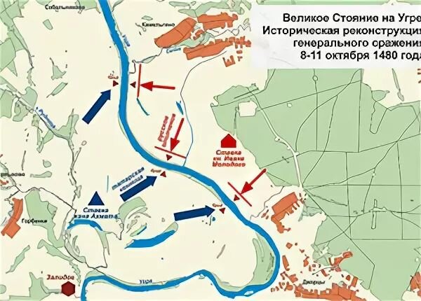 Речной бой ограничение. Карта стояние на реке Угре 1480. Река Угра стояние на Угре карта. Река Угра битва на карте. Сражение на реке Угре карта.