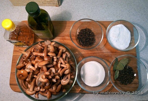 Ингредиенты для маринования опят