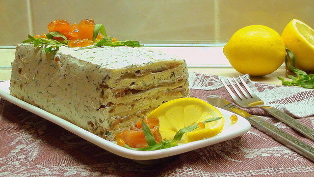 Холодная рыбная лазанья