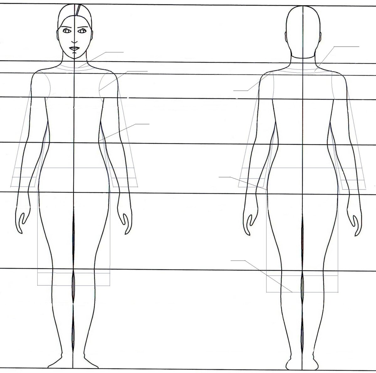 Технический эскиз женской фигуры