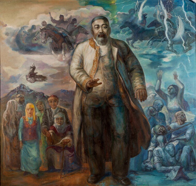 «Абай». Художник – Магауя Аманжолов (1949-1995), член союза художников Казахстана. 1994 г. Холст, масло