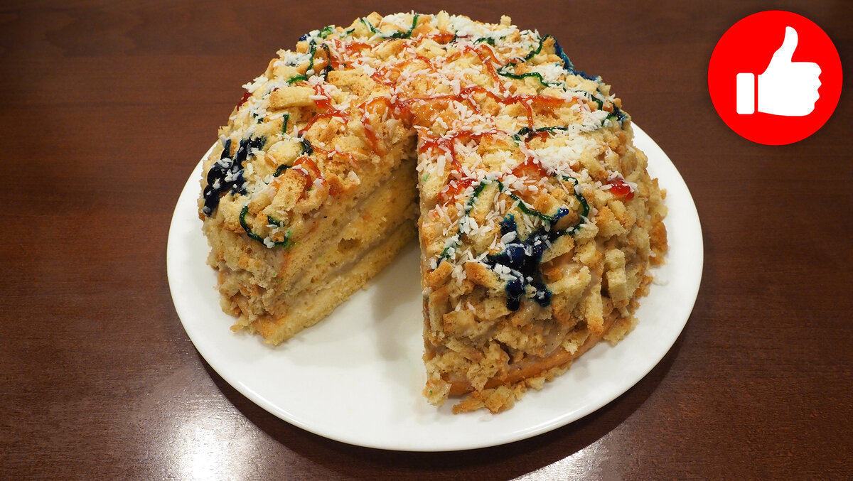 Торт с заварным кремом и халвой в мультиварке