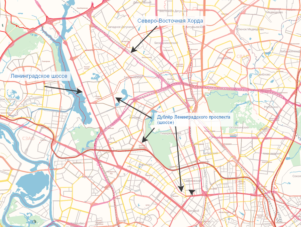 Карта ленинградского шоссе в москве