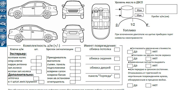 Чек лист осмотра автомобиля образец