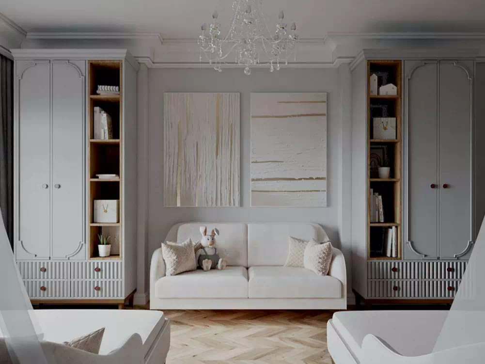 Зона отдыха с мягким диваном