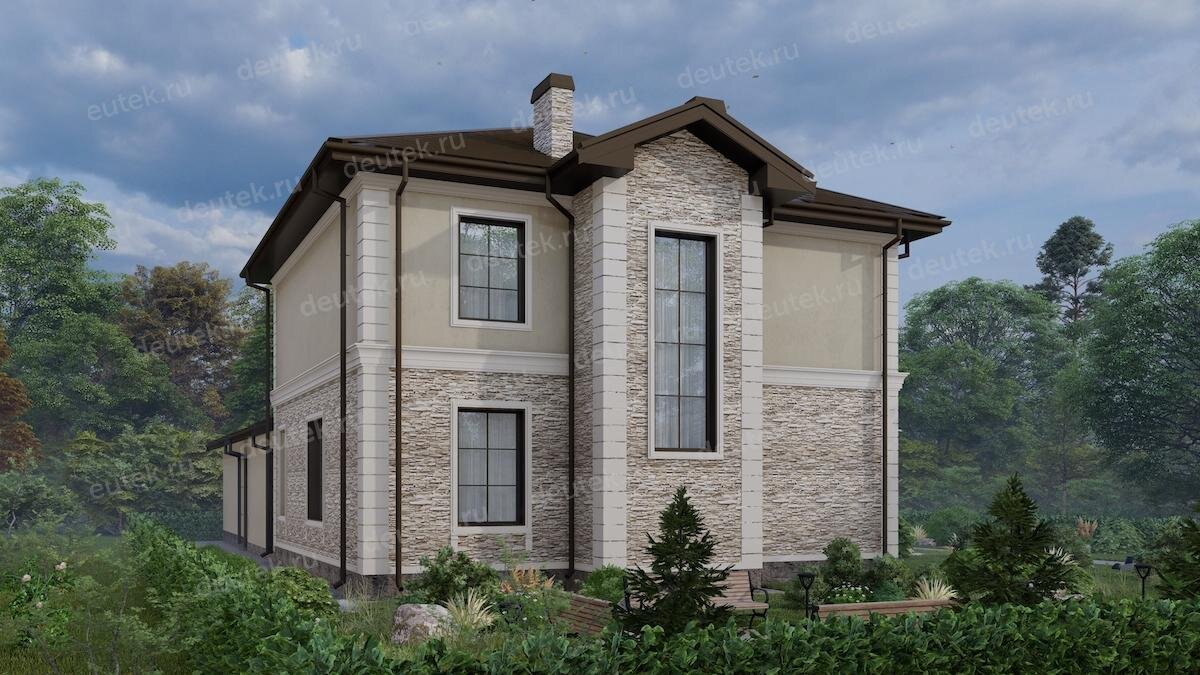 Проект индивидуального двухэтажного дома 193 м2 с террасой - DTE-150